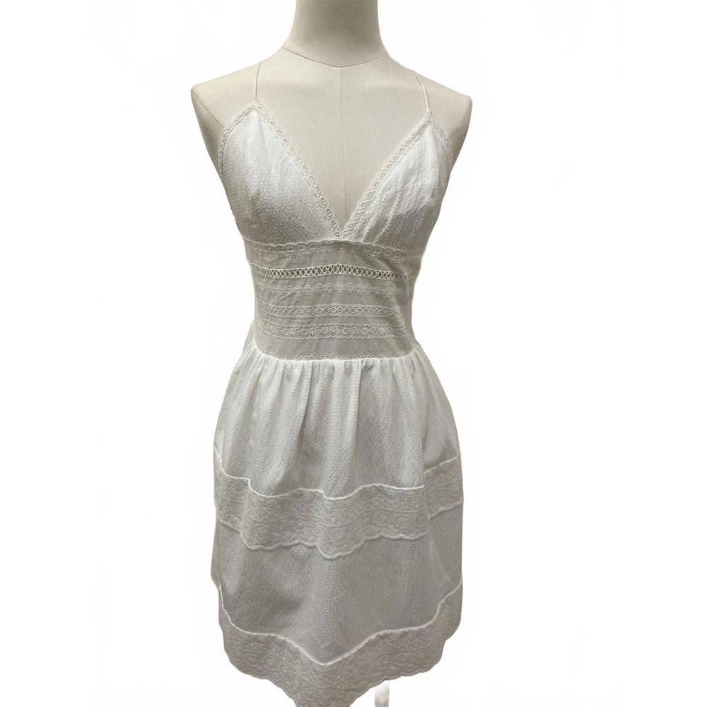 NEW BABY PINK women's eyelet halter dress in white